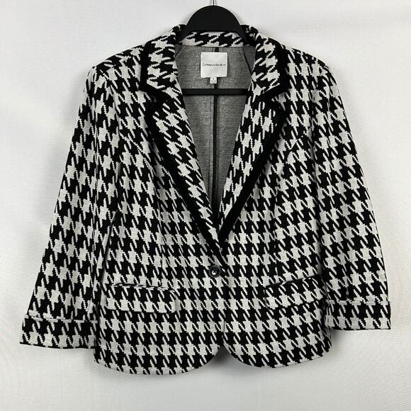 Catherine Malandrino Jackets & Blazers - Houndstooth Blazer Size Large Black Grey Capsule Workwear